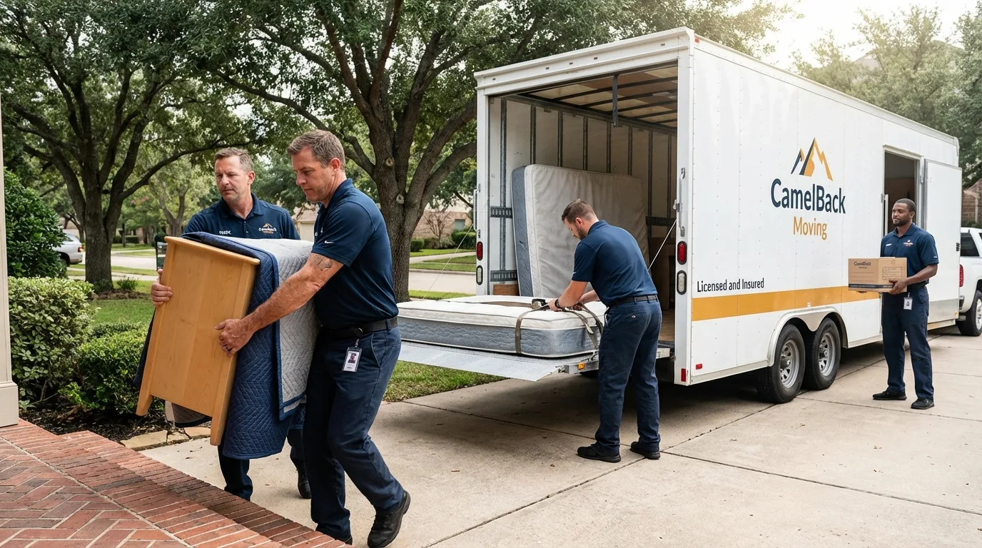 Crew loading residential truck for cross-state move from Kingston, OH